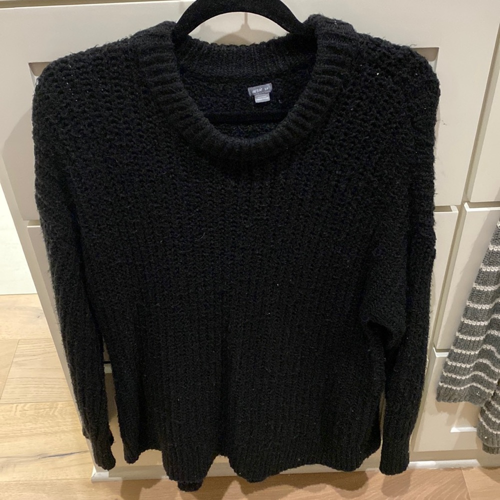 Black open knit sweater